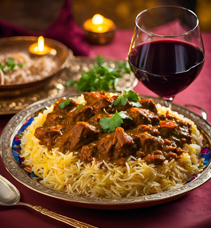 Château Canon Chaigneau Grand Vin 2020 with classic Indian Lamb Rogan Josh